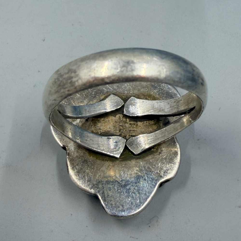 Vintage Navajo Silver and Blue Turquoise Teardrop Ring Size 7 - Picture 4 of 6